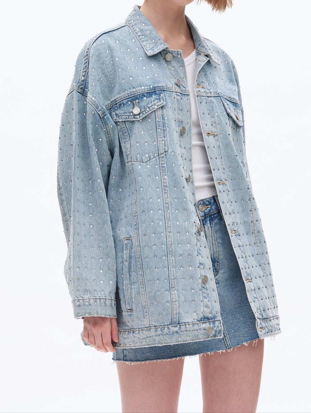 Bayeas Light Blue Studded Denim Jacket - Women